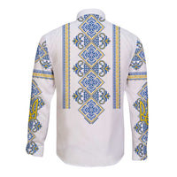 Vyshyvanka Day Long Sleeve Button Shirt Ukrainian Folk Traditions Pattern White Version
