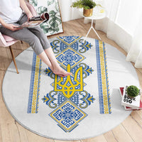 Vyshyvanka Day Round Carpet Ukrainian Folk Traditions Pattern White Version