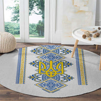 Vyshyvanka Day Round Carpet Ukrainian Folk Traditions Pattern White Version