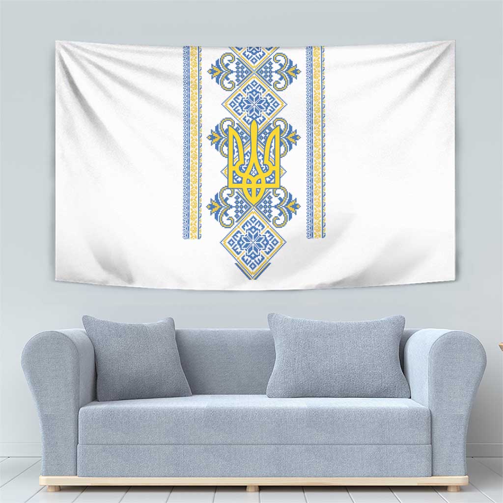 Vyshyvanka Day Tapestry Ukrainian Folk Traditions Pattern White Version