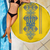 Vyshyvanka Day Beach Blanket Ukrainian Folk Traditions Pattern Yellow Version