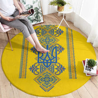 Vyshyvanka Day Round Carpet Ukrainian Folk Traditions Pattern Yellow Version