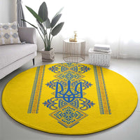 Vyshyvanka Day Round Carpet Ukrainian Folk Traditions Pattern Yellow Version