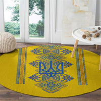 Vyshyvanka Day Round Carpet Ukrainian Folk Traditions Pattern Yellow Version