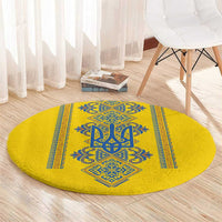 Vyshyvanka Day Round Carpet Ukrainian Folk Traditions Pattern Yellow Version