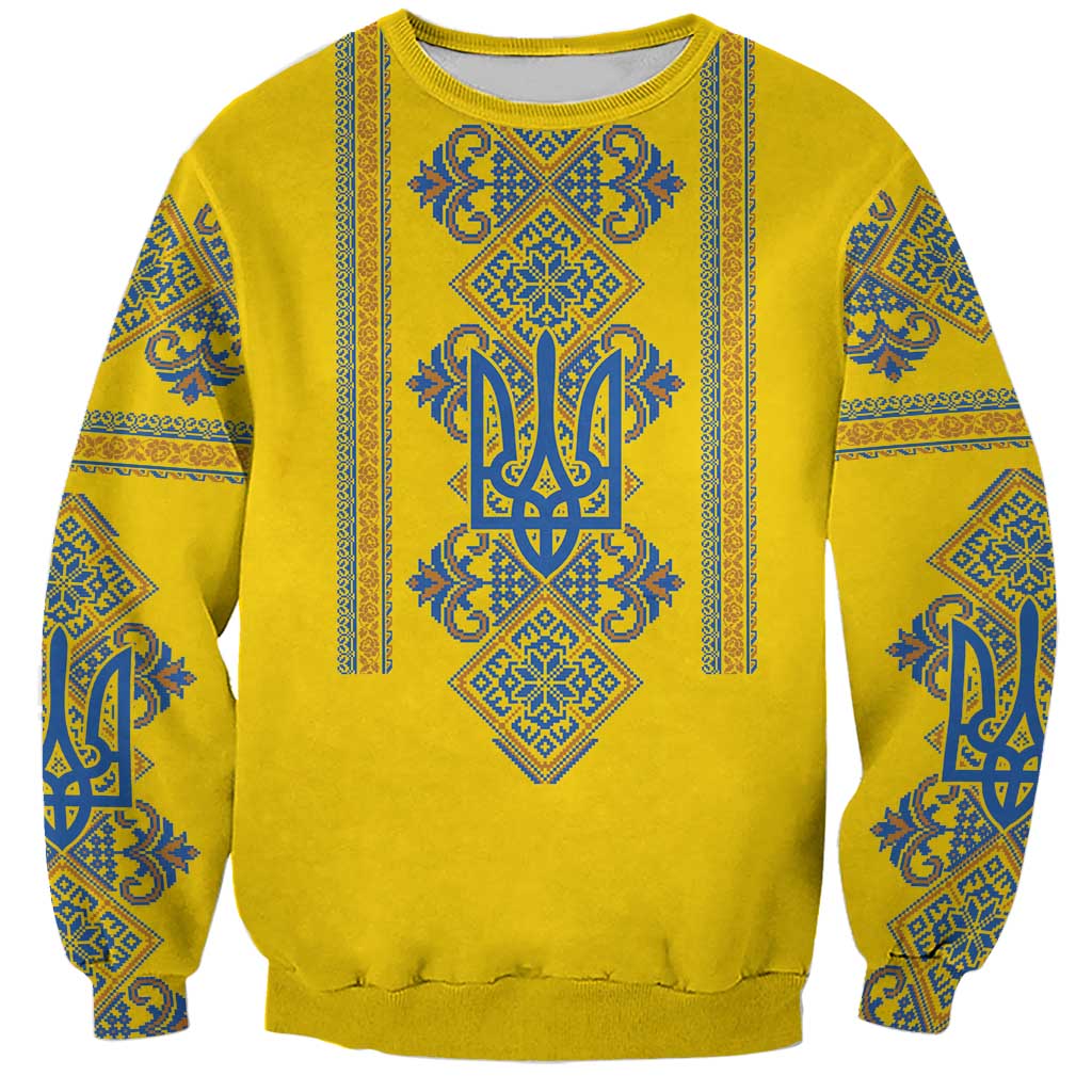 Vyshyvanka Day Sweatshirt Ukrainian Folk Traditions Pattern Yellow Version