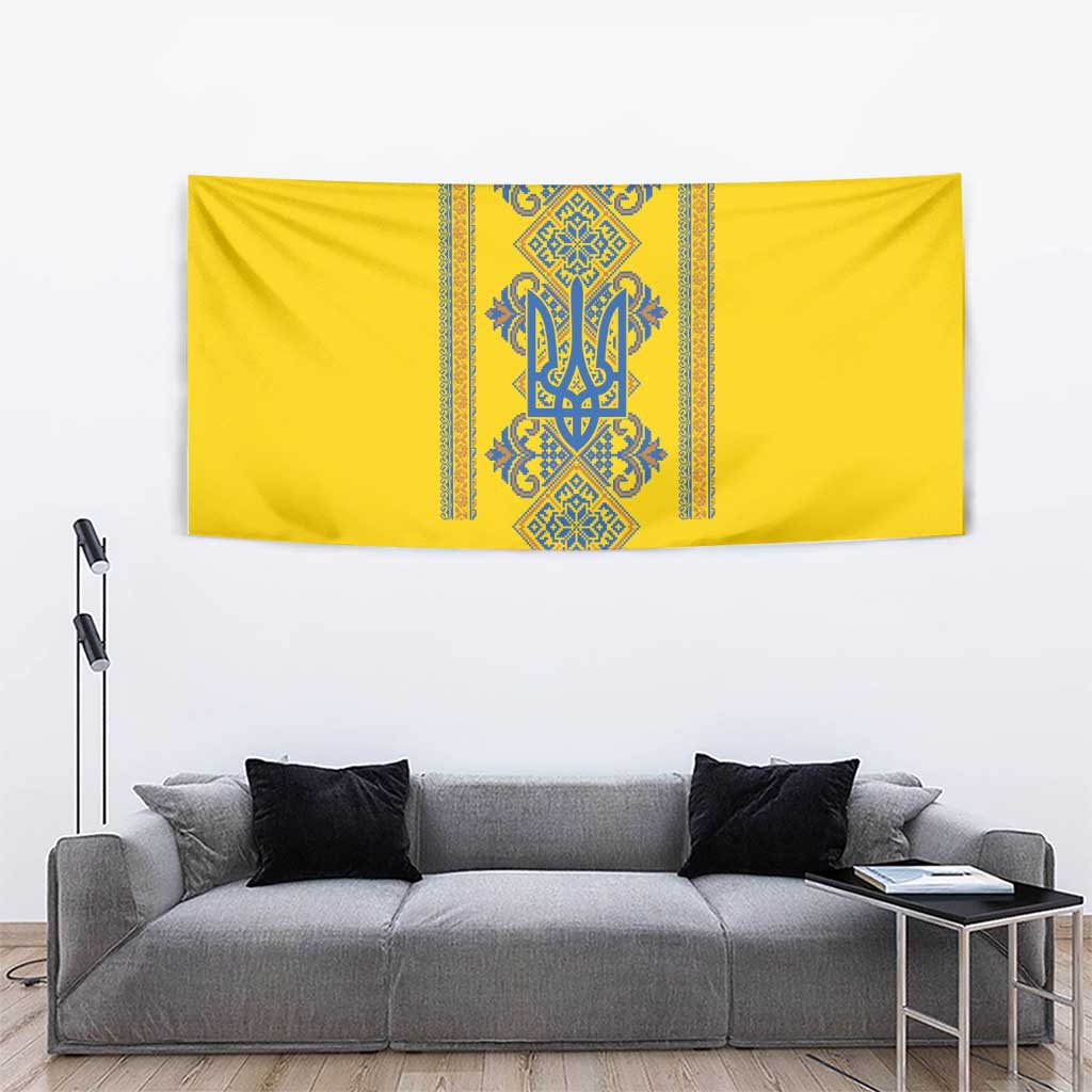 Vyshyvanka Day Tapestry Ukrainian Folk Traditions Pattern Yellow Version
