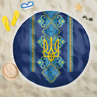 Vyshyvanka Day Beach Blanket Ukrainian Folk Traditions Pattern Blue Version