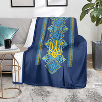 Vyshyvanka Day Blanket Ukrainian Folk Traditions Pattern Blue Version