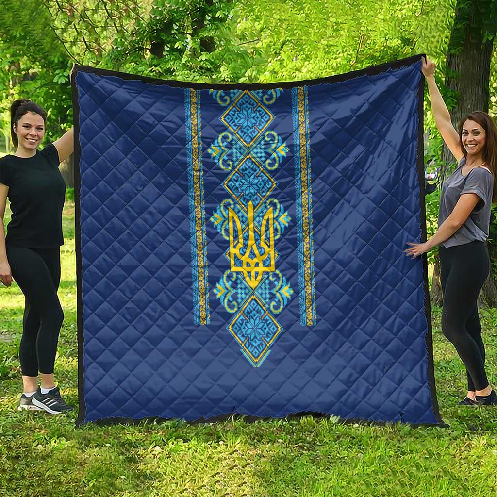 Vyshyvanka Day Quilt Ukrainian Folk Traditions Pattern Blue Version