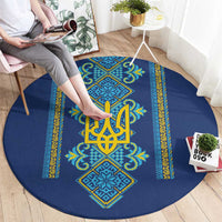 Vyshyvanka Day Round Carpet Ukrainian Folk Traditions Pattern Blue Version