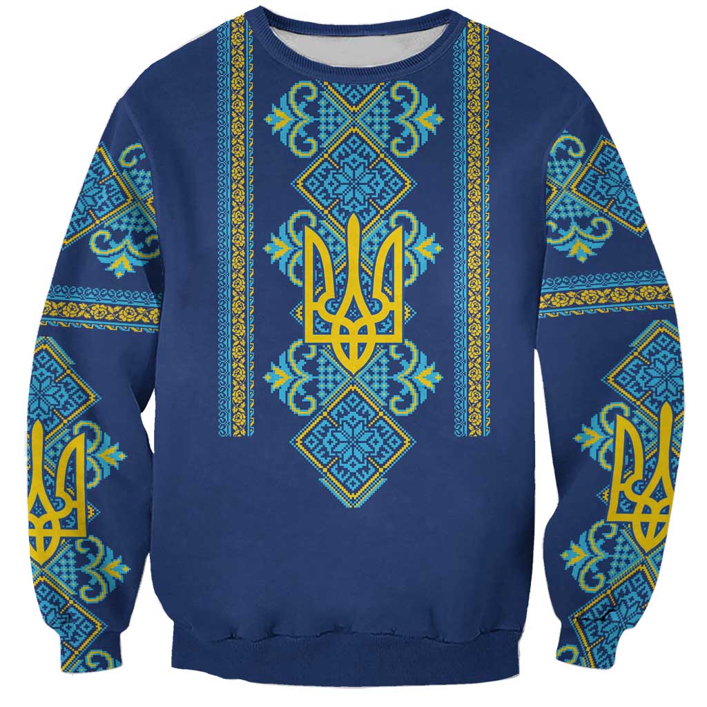 Vyshyvanka Day Sweatshirt Ukrainian Folk Traditions Pattern Blue Version