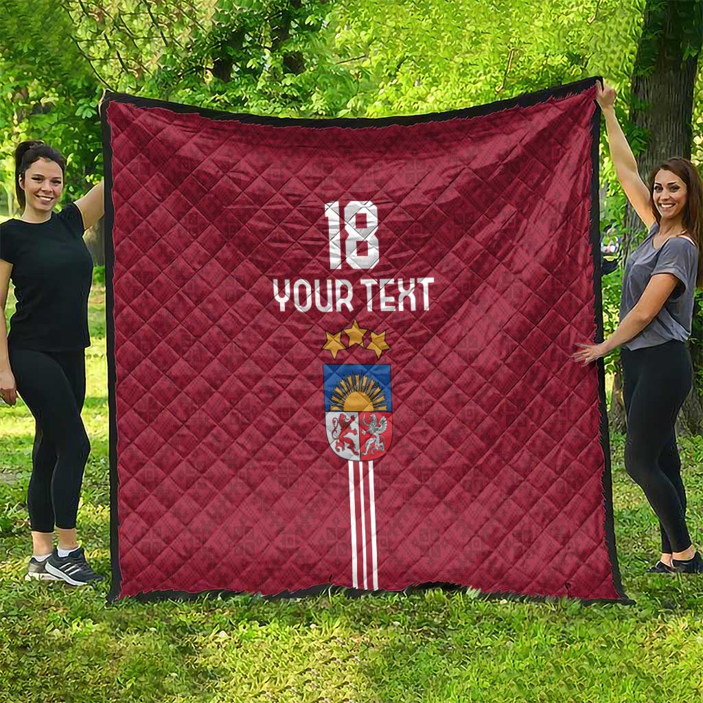 Custom Latvia Football Quilt Latvijas Go Champion Folk Pattern