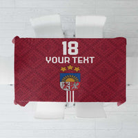Custom Latvia Football Tablecloth Latvijas Go Champion Folk Pattern