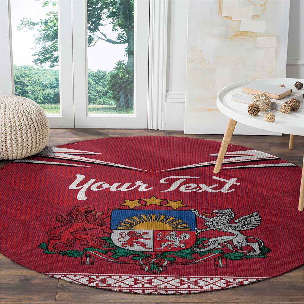 Personalized Latvia Round Carpet Latvijas Republika Folk Pattern