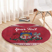 Personalized Latvia Round Carpet Latvijas Republika Folk Pattern