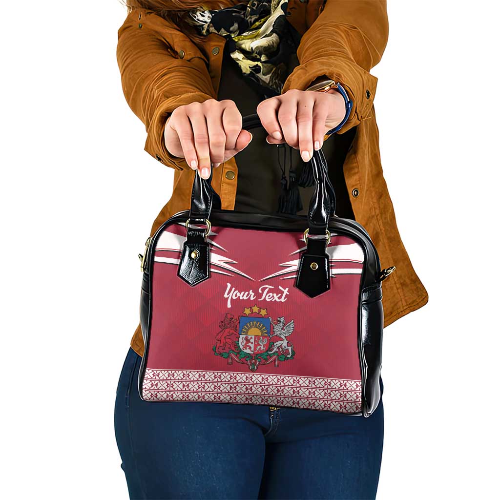 Personalized Latvia Shoulder Handbag Latvijas Republika Folk Pattern