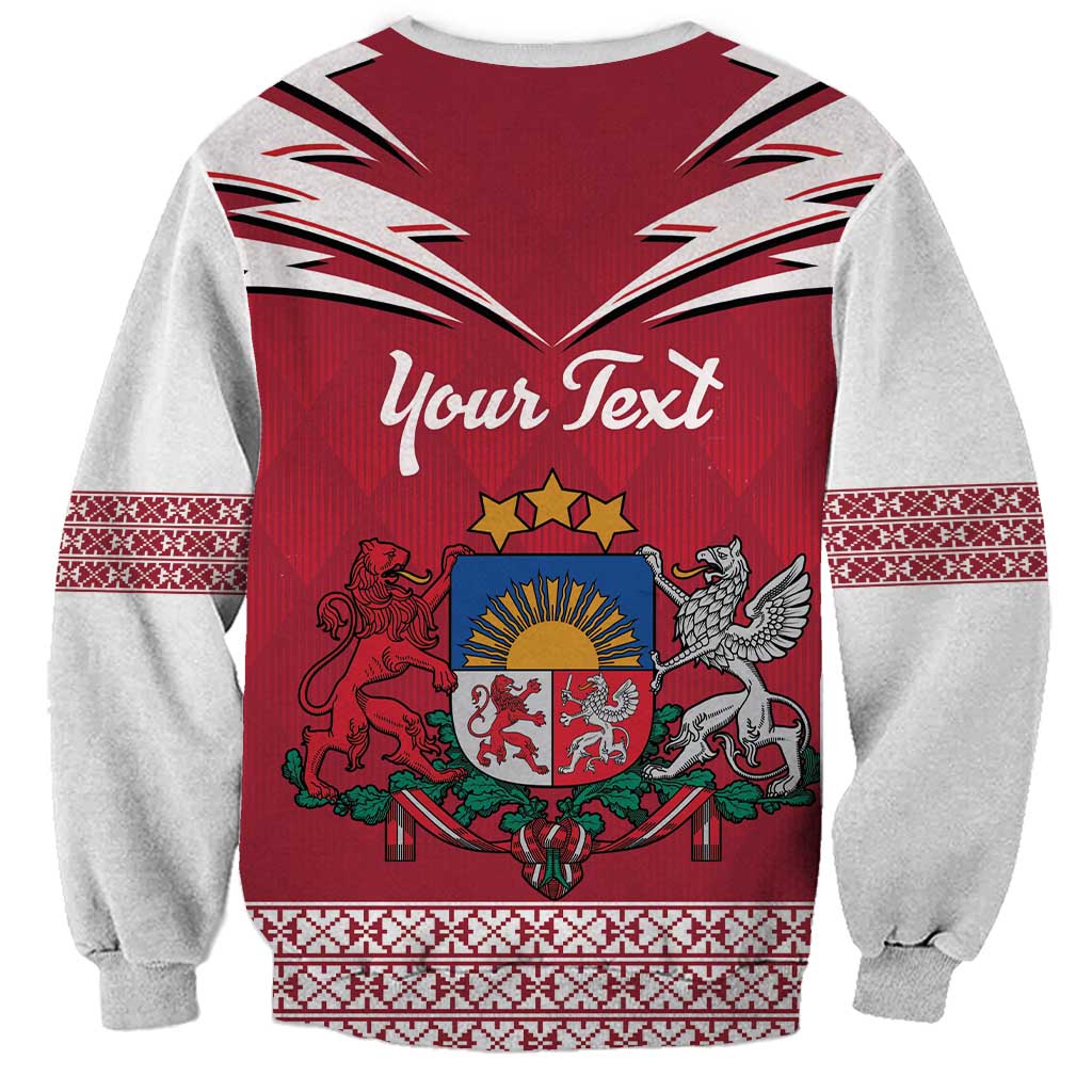Personalized Latvia Sweatshirt Latvijas Republika Folk Pattern