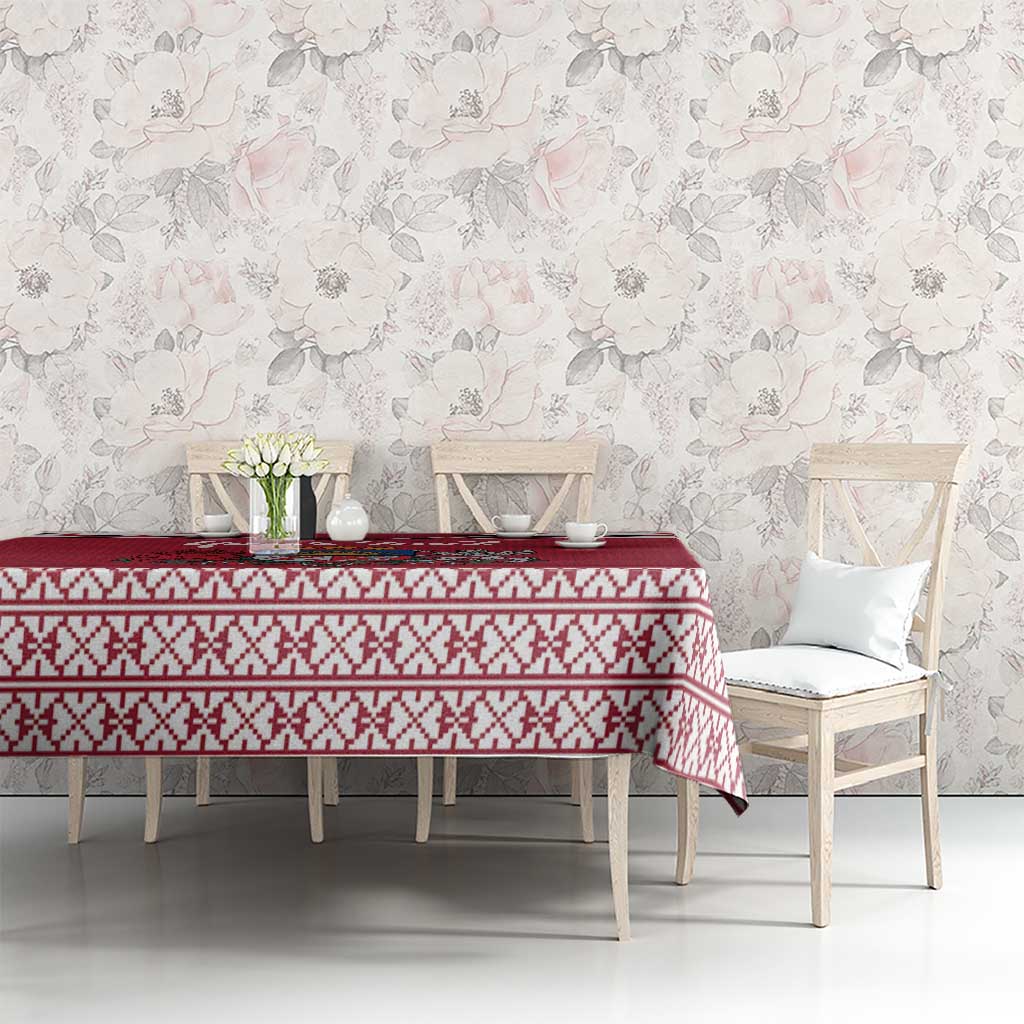Personalized Latvia Tablecloth Latvijas Republika Folk Pattern
