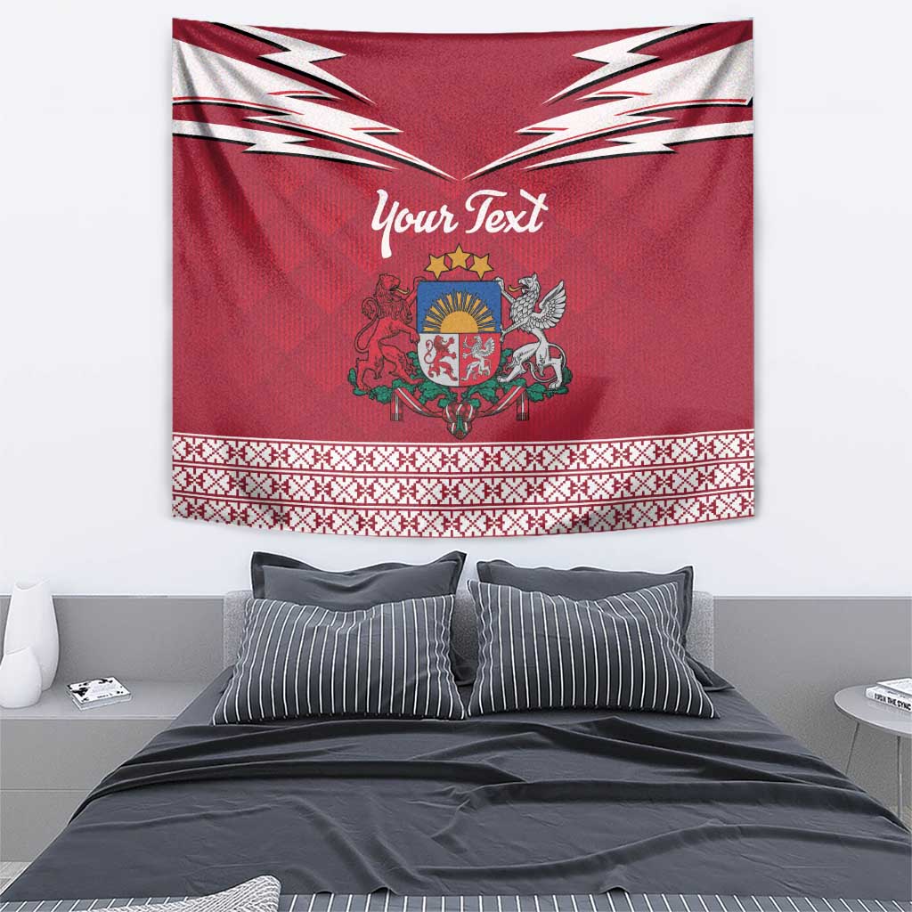 Personalized Latvia Tapestry Latvijas Republika Folk Pattern