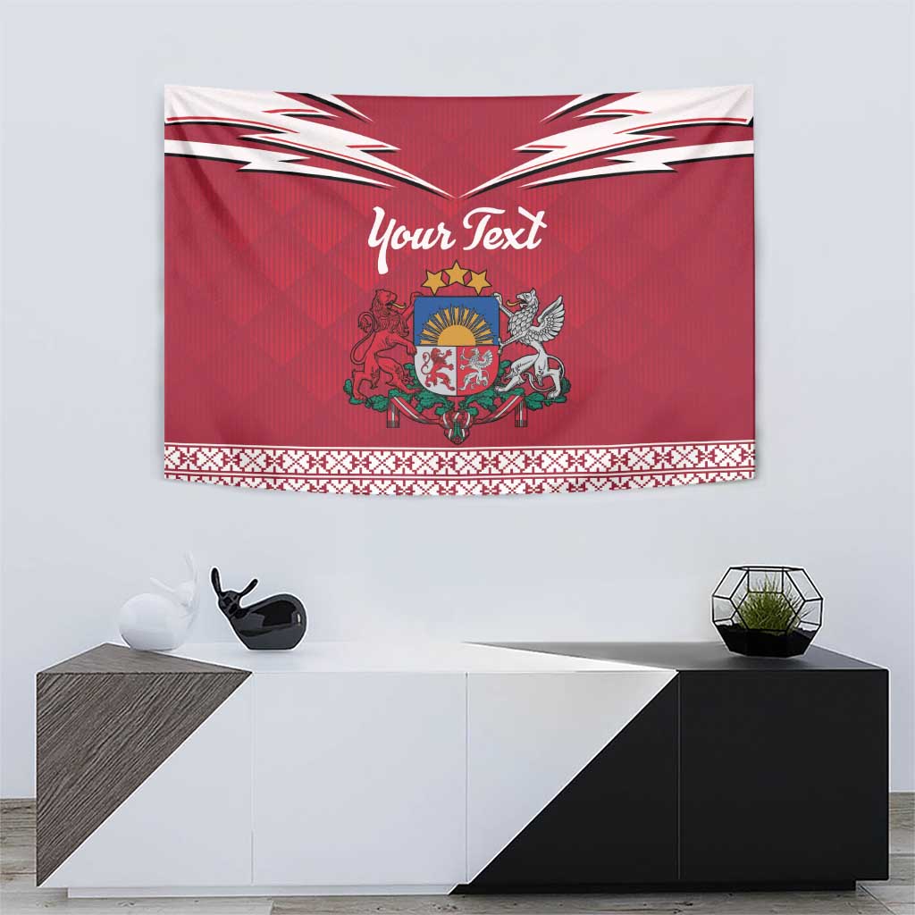 Personalized Latvia Tapestry Latvijas Republika Folk Pattern