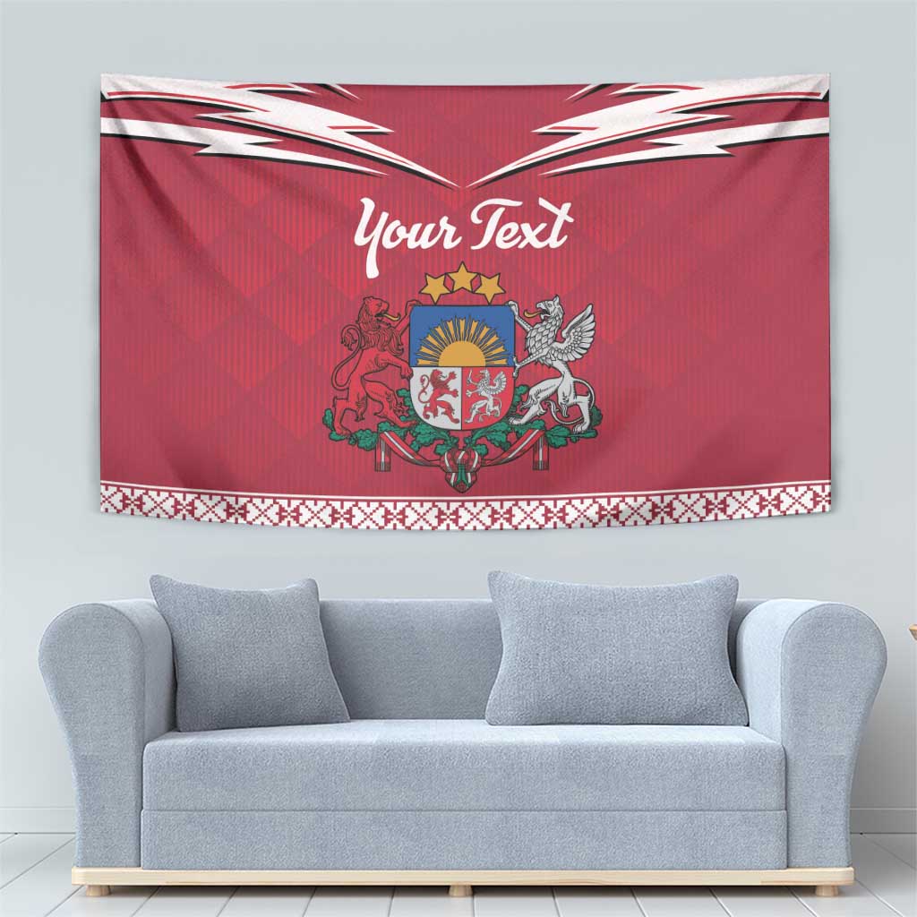 Personalized Latvia Tapestry Latvijas Republika Folk Pattern