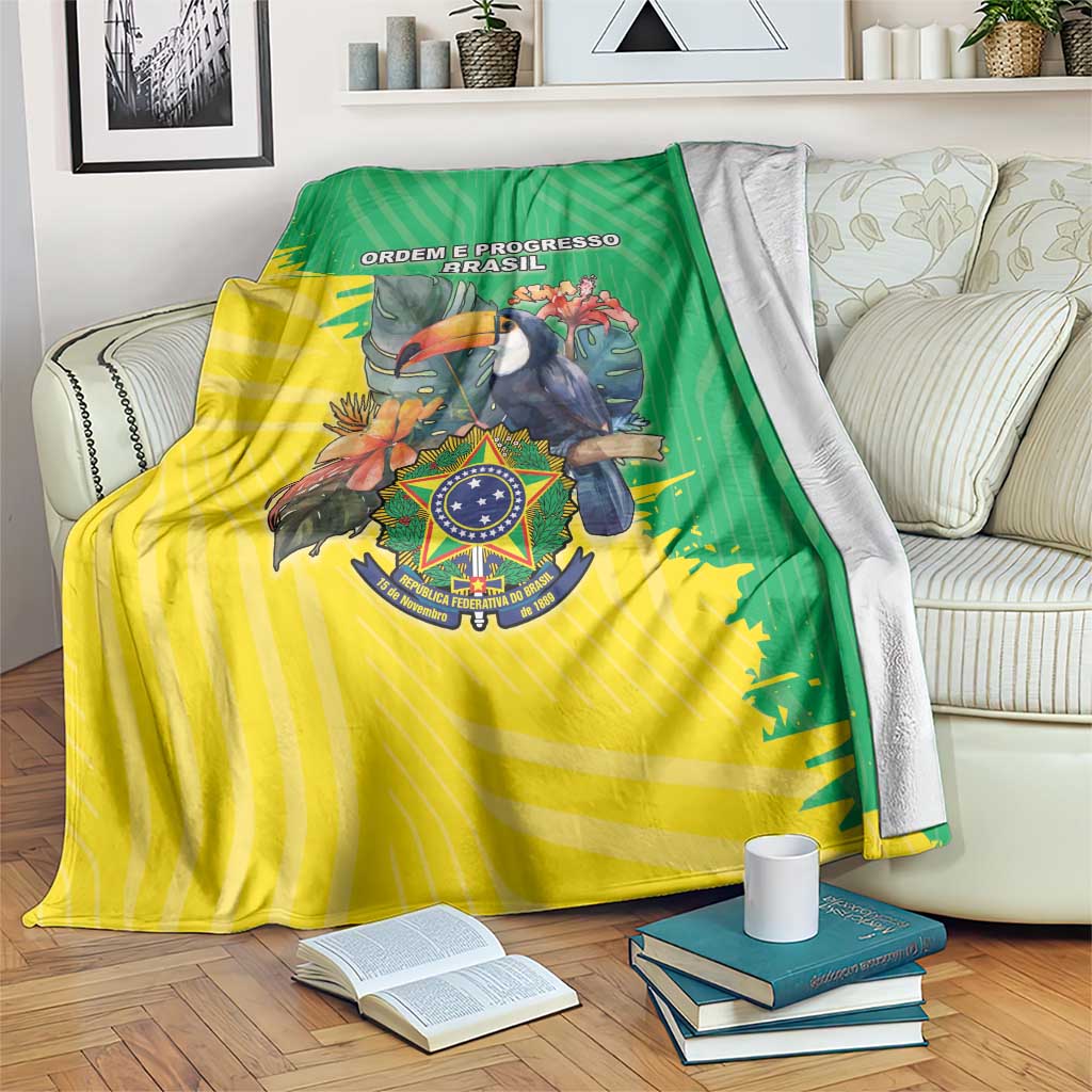 Brazil Coat Of Arms Blanket With Flag Style