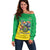 Brazil Coat Of Arms Off Shoulder Sweater With Flag Style - Wonder Print Shop