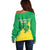 Brazil Coat Of Arms Off Shoulder Sweater With Flag Style - Wonder Print Shop