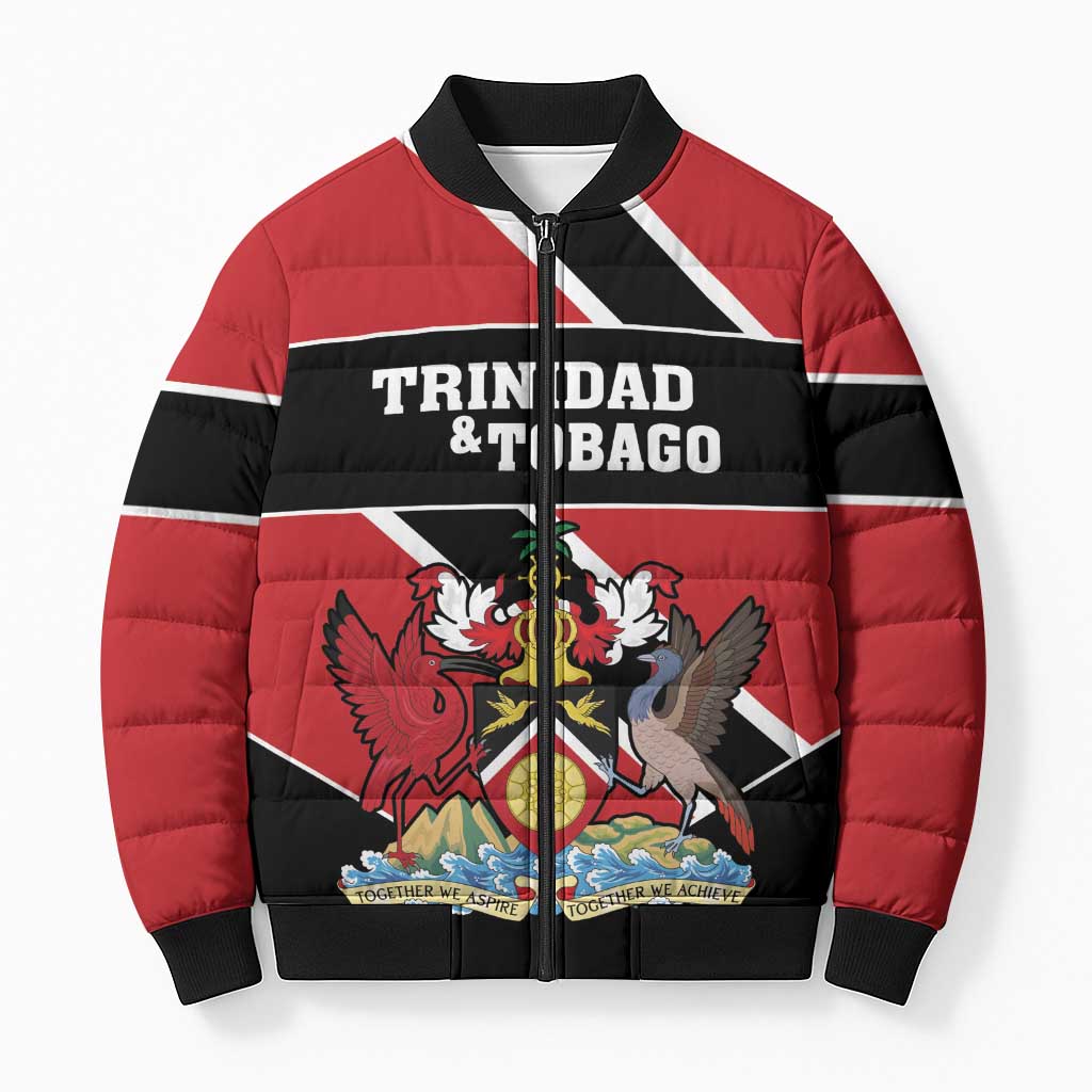 Custom Trinidad and Tobago Bomber Puffer Jacket Together We Aspire Together We Achieve - Wonder Print Shop