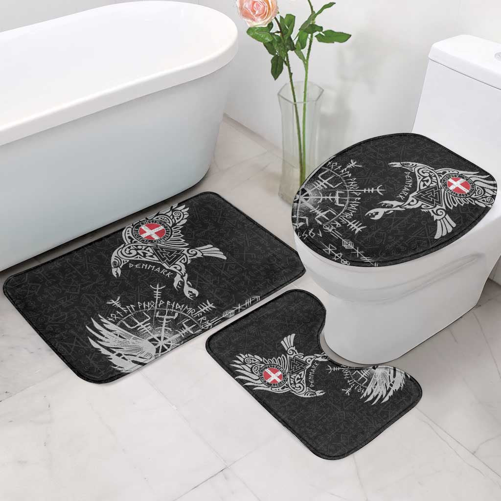 Denmark Viking Ravens Bathroom Set Vegvisir Runes Pattern - Wonder Print Shop