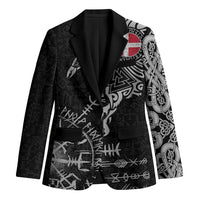 Denmark Viking Ravens Blazer Vegvisir Runes Pattern - Wonder Print Shop