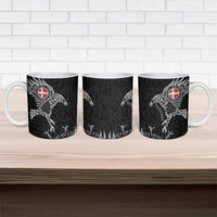 Denmark Viking Ravens Ceramic Mug Vegvisir Runes Pattern - Wonder Print Shop