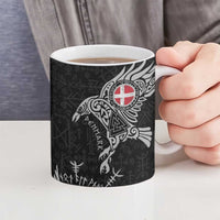 Denmark Viking Ravens Ceramic Mug Vegvisir Runes Pattern - Wonder Print Shop