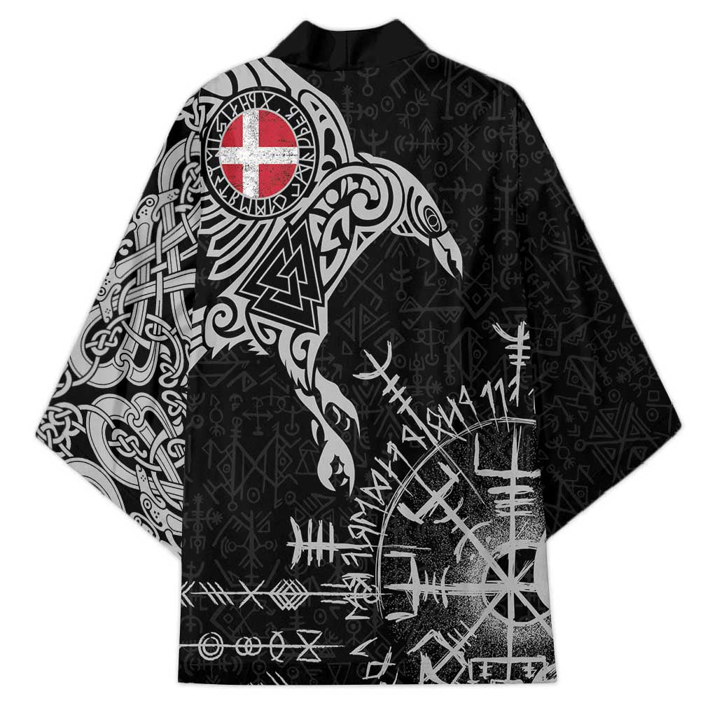 Denmark Viking Ravens Kimono Vegvisir Runes Pattern - Wonder Print Shop