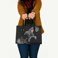Denmark Viking Ravens Leather Bag Vegvisir Runes Pattern - Wonder Print Shop