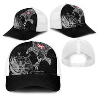 Denmark Viking Ravens Mesh Trucker Cap Vegvisir Runes Pattern - Wonder Print Shop
