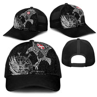 Denmark Viking Ravens Mesh Trucker Cap Vegvisir Runes Pattern - Wonder Print Shop