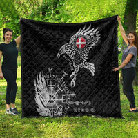 Denmark Viking Ravens Quilt Vegvisir Runes Pattern - Wonder Print Shop