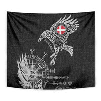 Denmark Viking Ravens Tapestry Vegvisir Runes Pattern - Wonder Print Shop