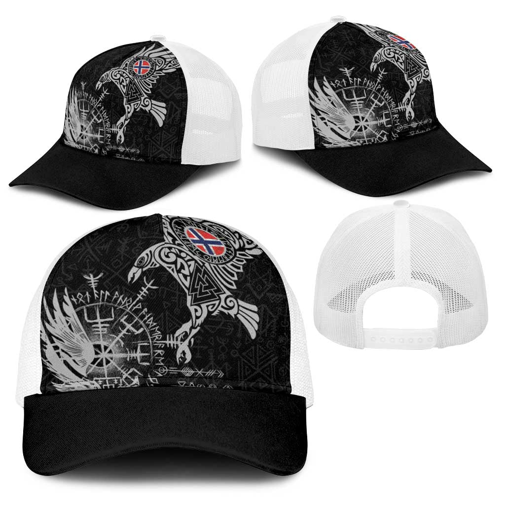 Norway Viking Ravens Baseball Net Cap Vegvisir Runes Pattern - Wonder Print Shop