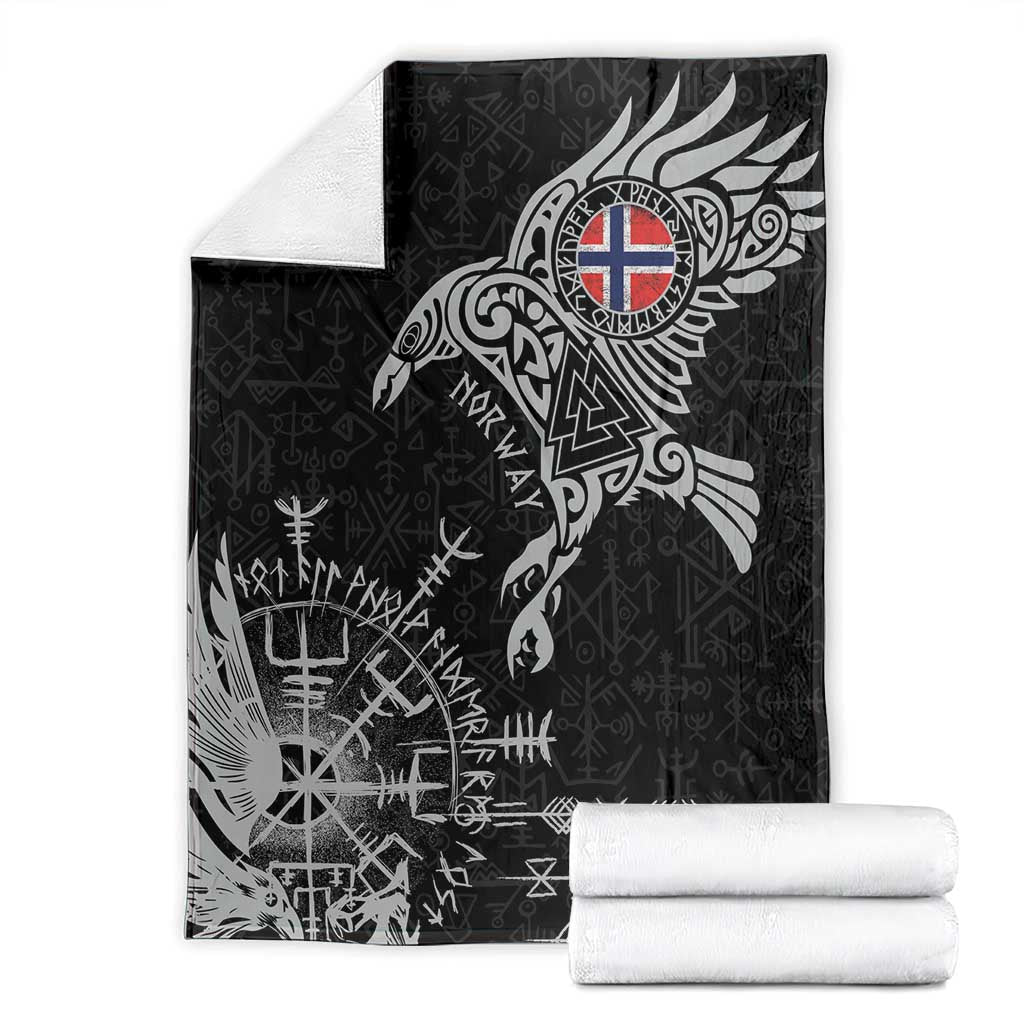 Norway Viking Ravens Blanket Vegvisir Runes Pattern - Wonder Print Shop