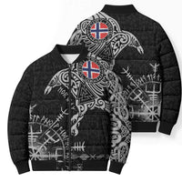 Norway Viking Ravens Bomber Puffer Jacket Vegvisir Runes Pattern - Wonder Print Shop