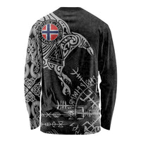 Norway Viking Ravens Long Sleeve Shirt Vegvisir Runes Pattern - Wonder Print Shop