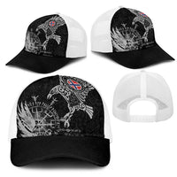 Norway Viking Ravens Mesh Trucker Cap Vegvisir Runes Pattern - Wonder Print Shop
