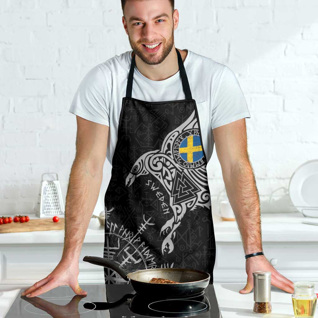 Sweden Viking Ravens Apron Vegvisir Runes Pattern - Wonder Print Shop