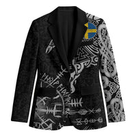 Sweden Viking Ravens Blazer Vegvisir Runes Pattern - Wonder Print Shop