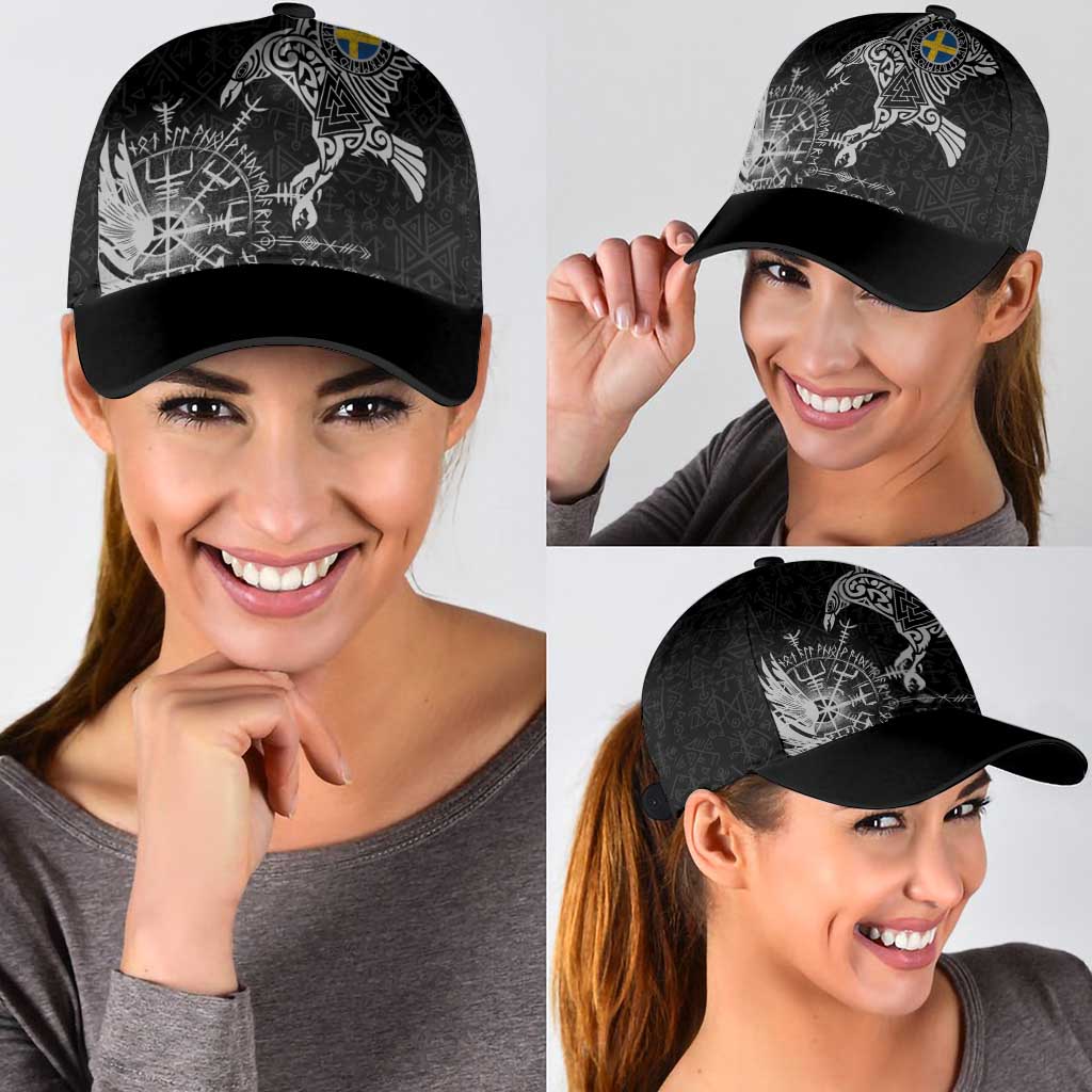 Sweden Viking Ravens Classic Cap Vegvisir Runes Pattern - Wonder Print Shop