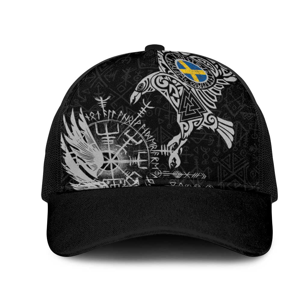 Sweden Viking Ravens Mesh Trucker Cap Vegvisir Runes Pattern - Wonder Print Shop