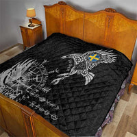 Sweden Viking Ravens Quilt Vegvisir Runes Pattern - Wonder Print Shop